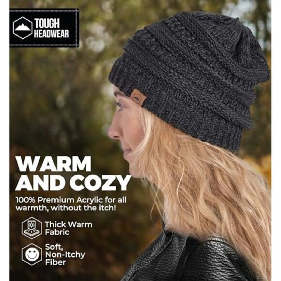 Cable Knit Slouchy Beanie Winter Hat Acrylic Warm Itch-Free - Picture 6 of 8